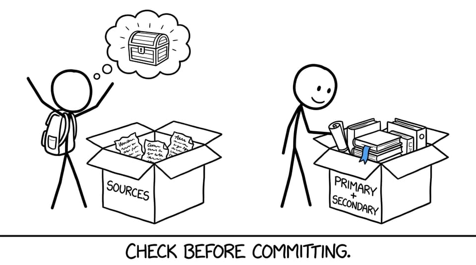 Two boxes of sources: one disappointing, one stacked with books