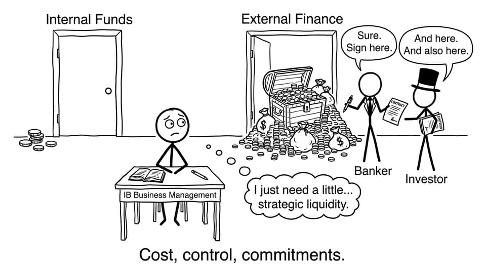 IB student choosing external finance door