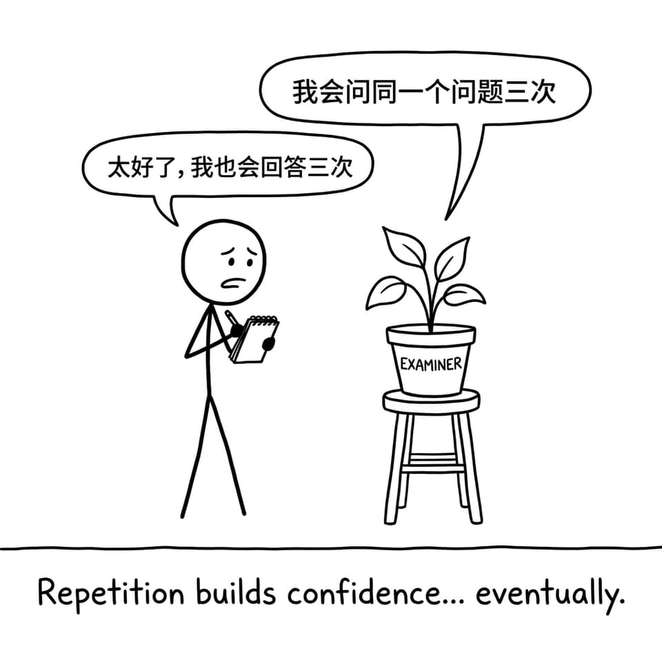 Practicing with a houseplant examiner