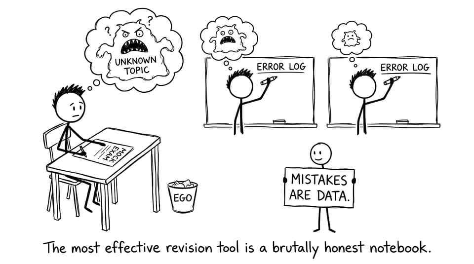Mock exam monster shrinking with an error log