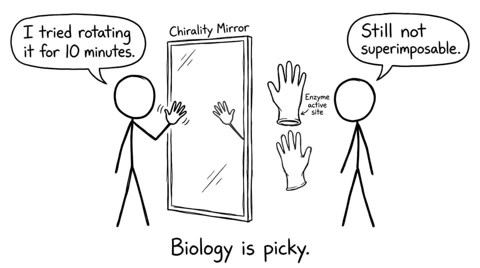 Chirality mirror joke