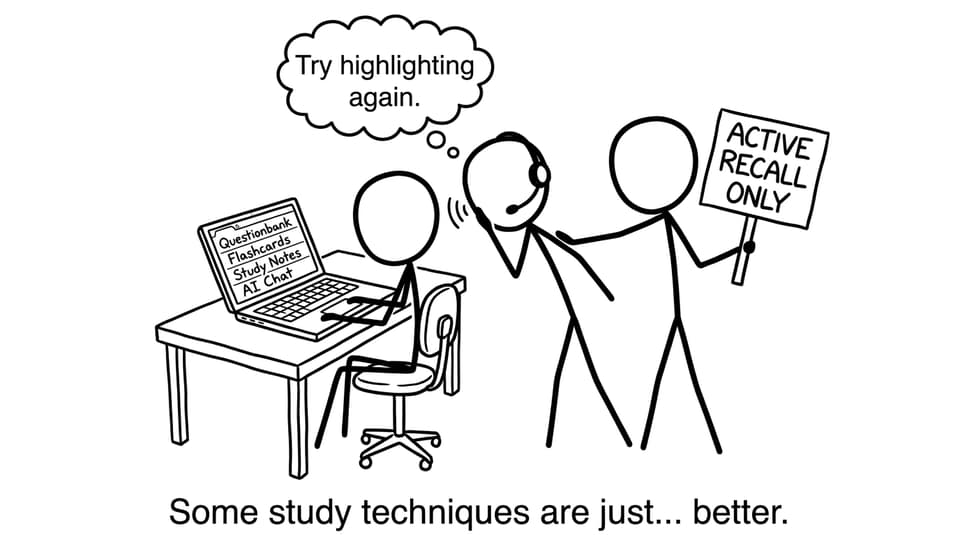 Active recall vs highlighting joke