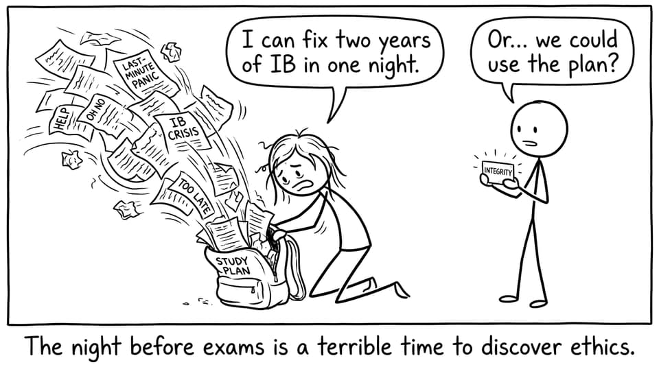 A student tries to fix two years of work in one night