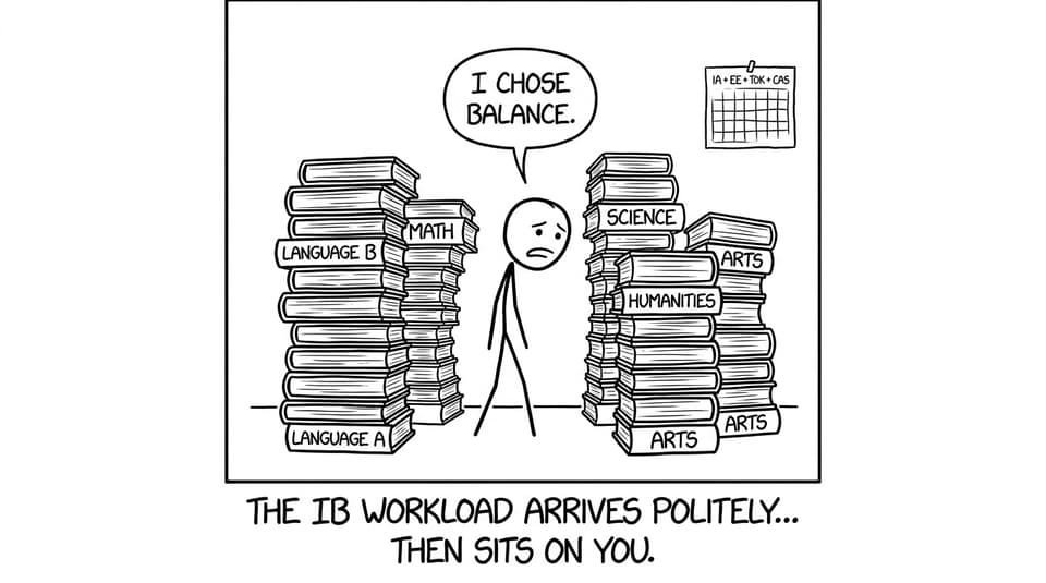 A stressed student meets the IB workload