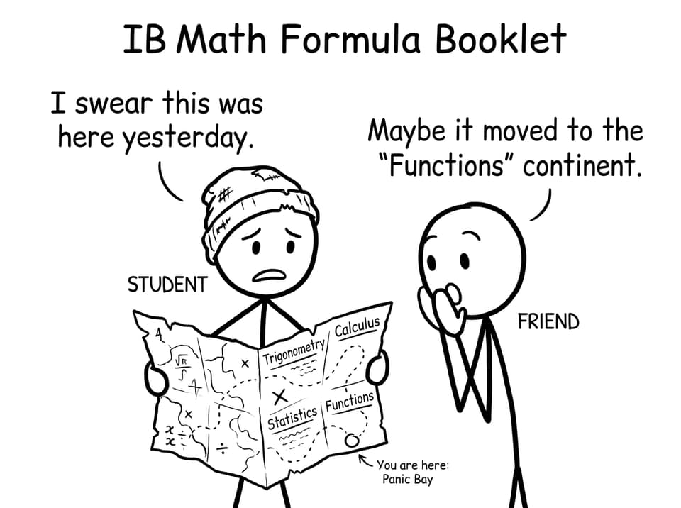 IB Math formula booklet treasure map joke