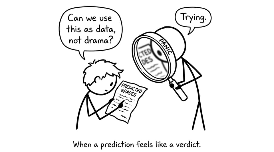 Comic about using grades as data not drama
