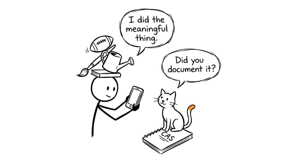 A cat reminds an IB student to document a meaningful CAS experience