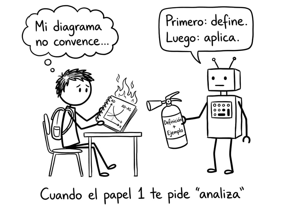 Una estudiante intenta salvar un diagrama con definiciones