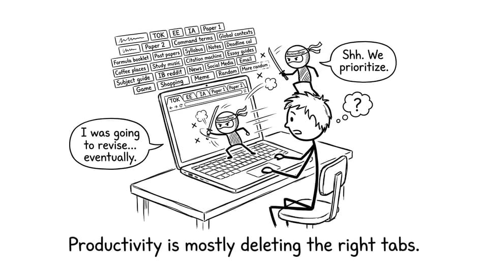 RevisionDojo ninja prioritizes tabs comic