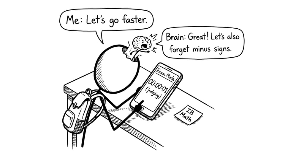 A student tries to go faster while the brain forgets minus signs