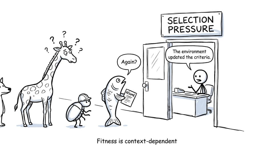 XKCD-style comic about changing selection pressures