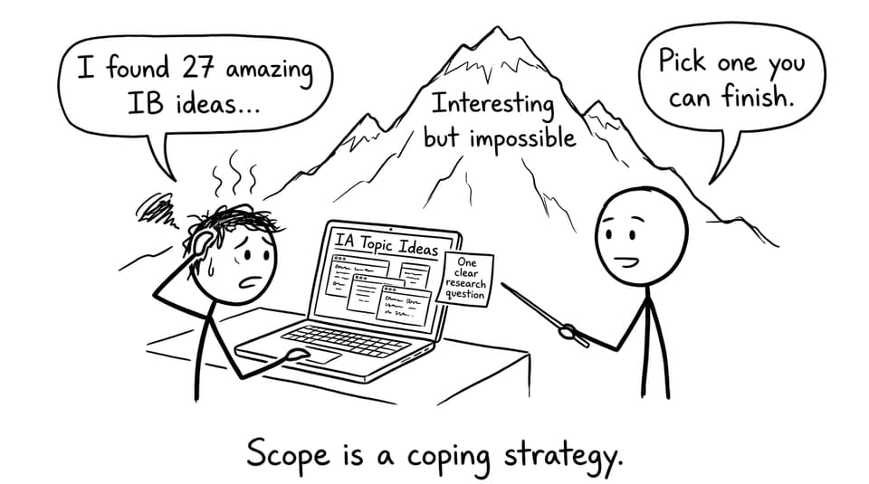 IB student choosing an IA topic without spiraling