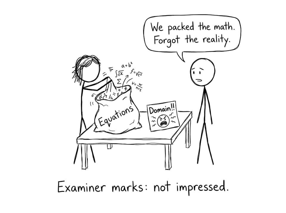 Equations packed, domain forgotten