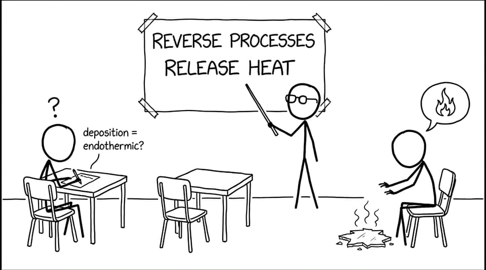 Exam hall: the “reverse processes release heat” reminder