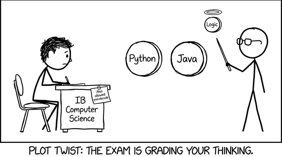 IB Computer Science buttons comic