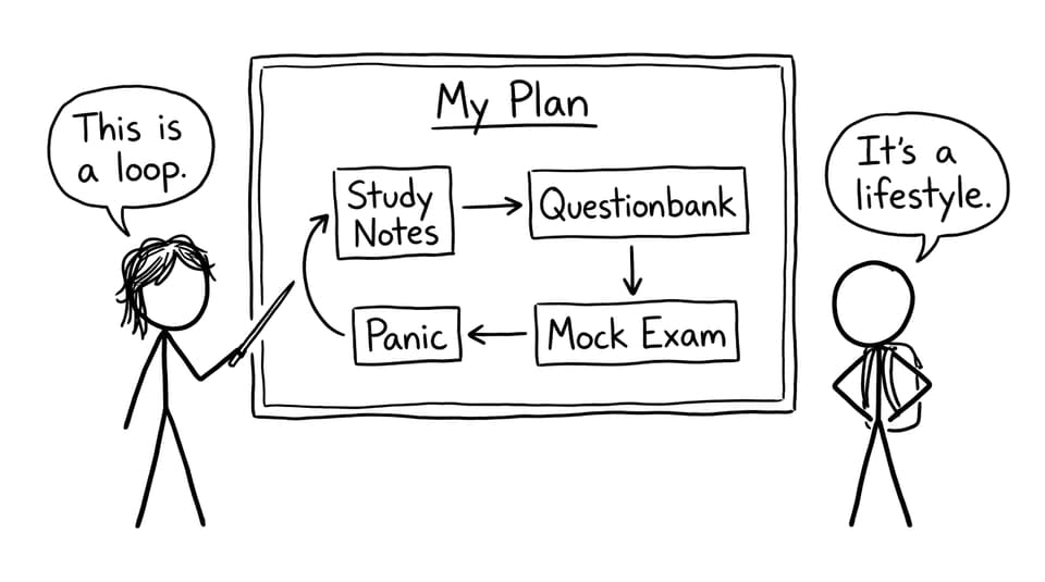 Study loop flowchart joke
