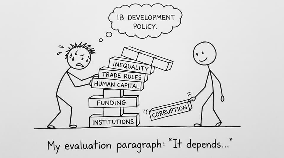 A development policy Jenga tower wobbling
