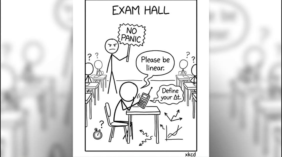 Exam hall: "Please be linear"