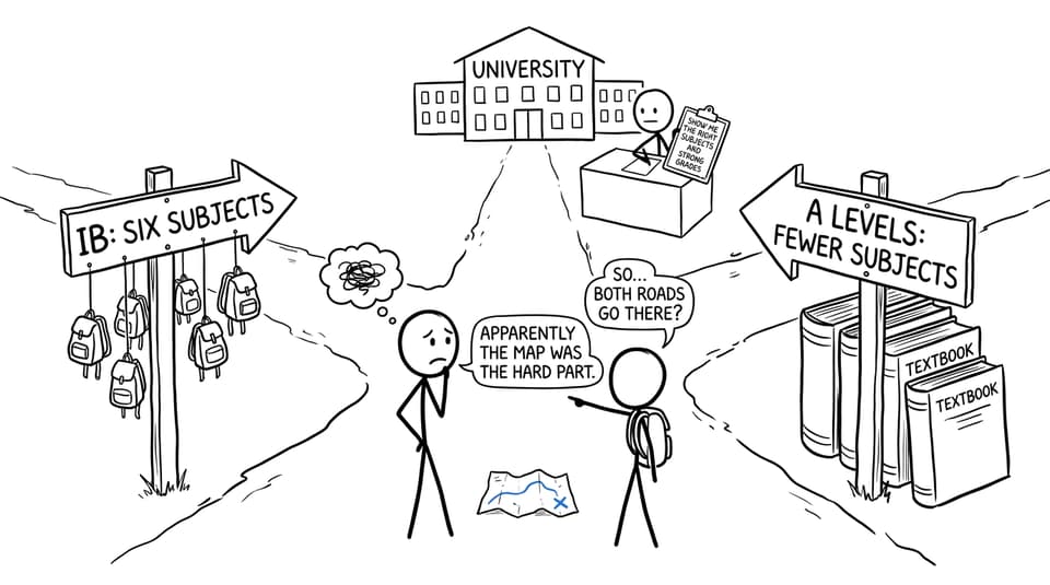 A parent and student discover that both qualification routes can lead to university