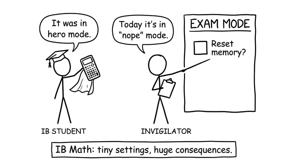 Stick-figure comic about exam mode consequences