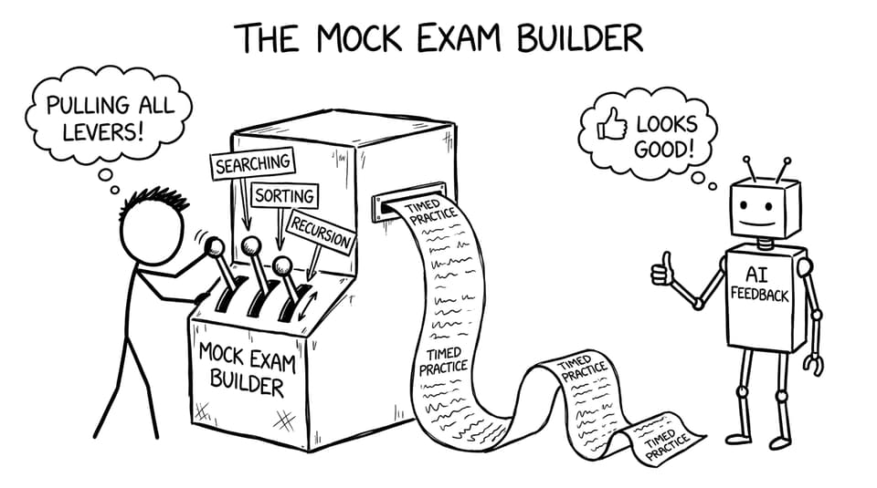 Mock exam builder machine with levers