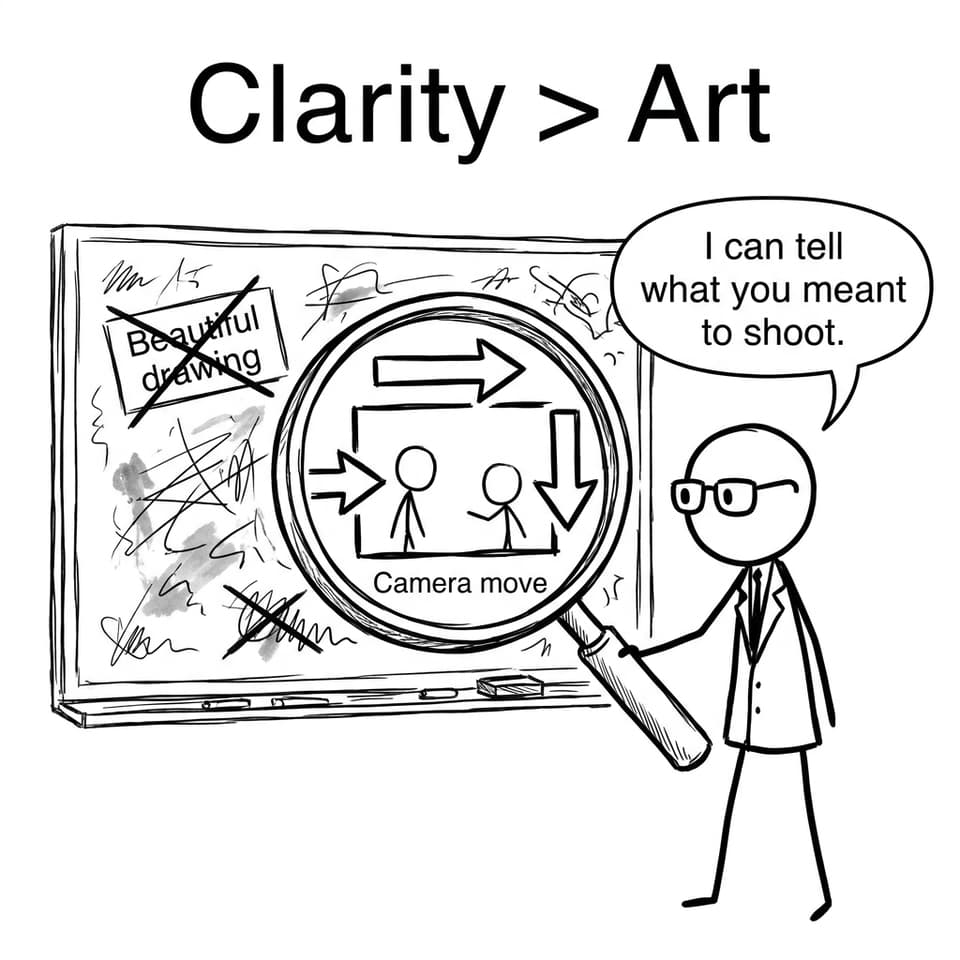 Clarity beats art for IB Film storyboards