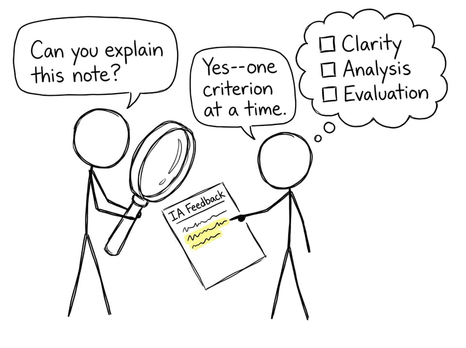 Teacher explains feedback one criterion at a time