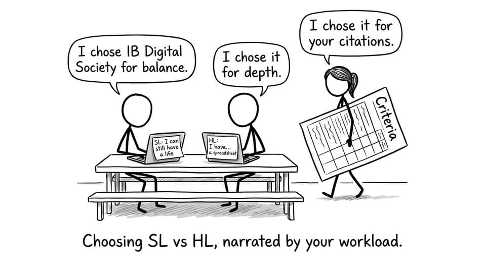 Students debating SL vs HL in IB Digital Society