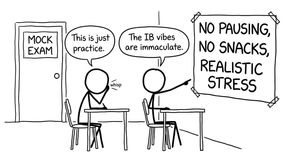 Mock exam room stress sign