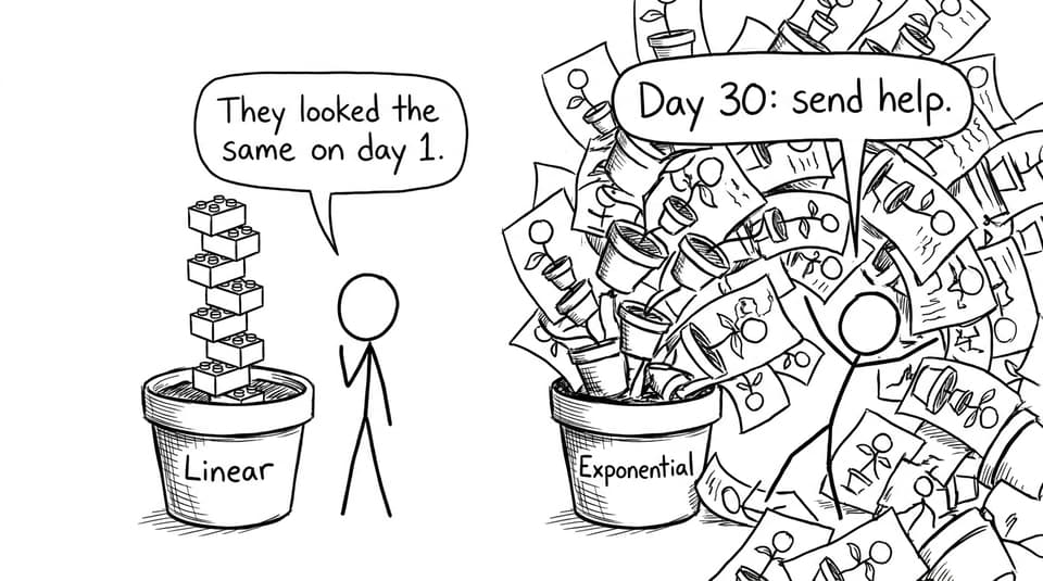 Linear vs exponential plant joke