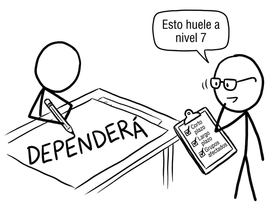 DEPENDERÁ en letras gigantes