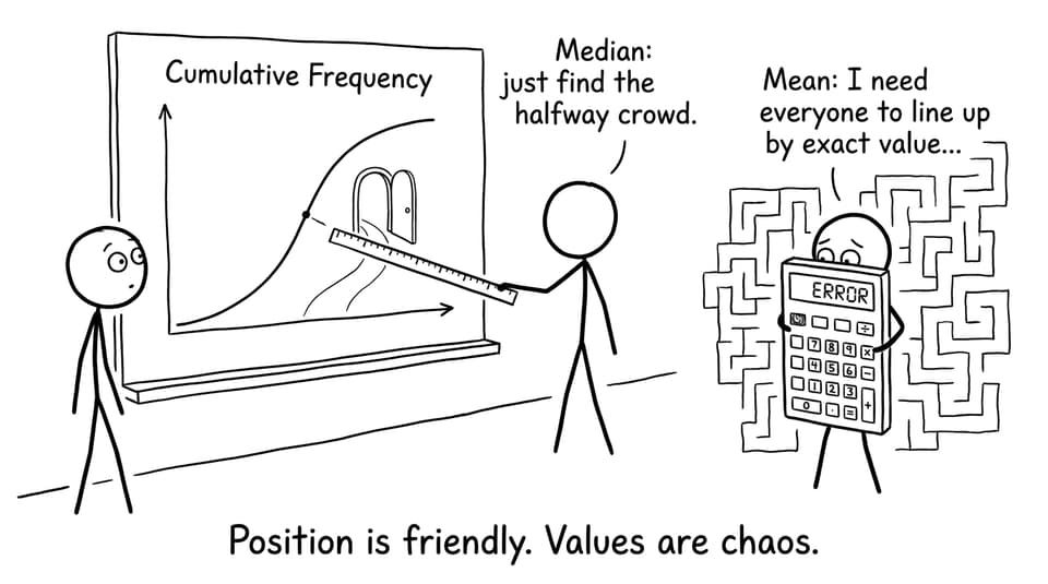 Median vs mean on a CF graph -- comic relief