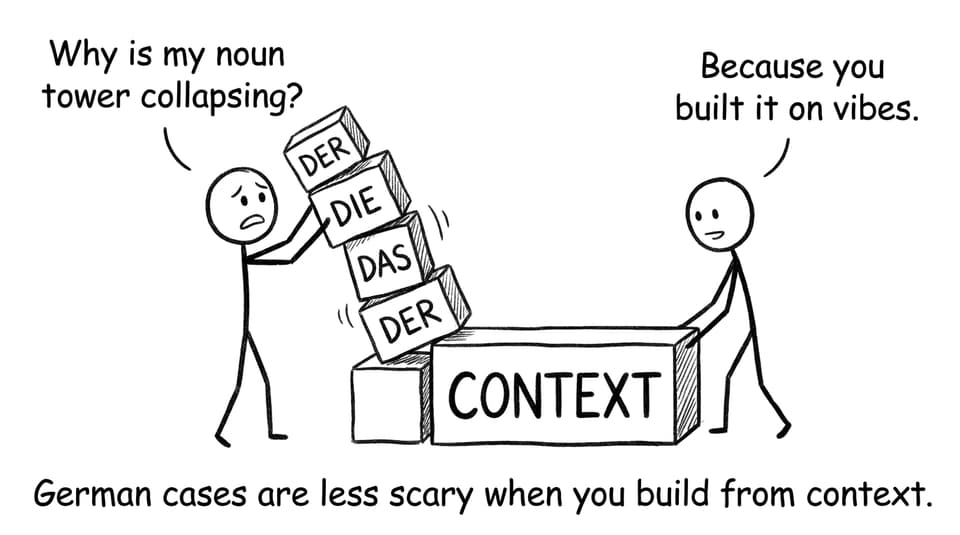 German grammar tower with context block