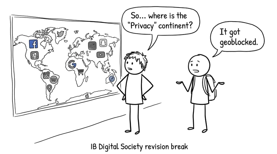 Student world map of app icons joke