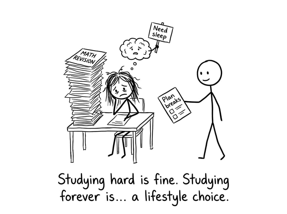 Comic about studying forever vs planning breaks