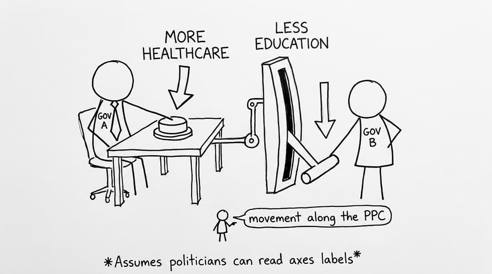 Policy lever causes a movement along the PPC