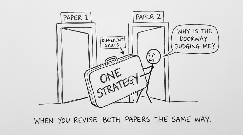 Comic about using one strategy for both papers