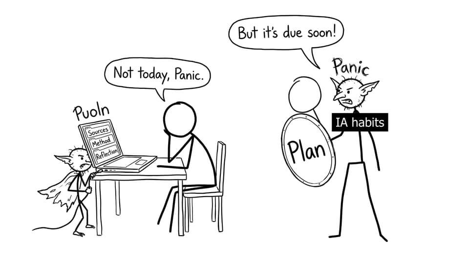Panic goblin vs IA habits comic