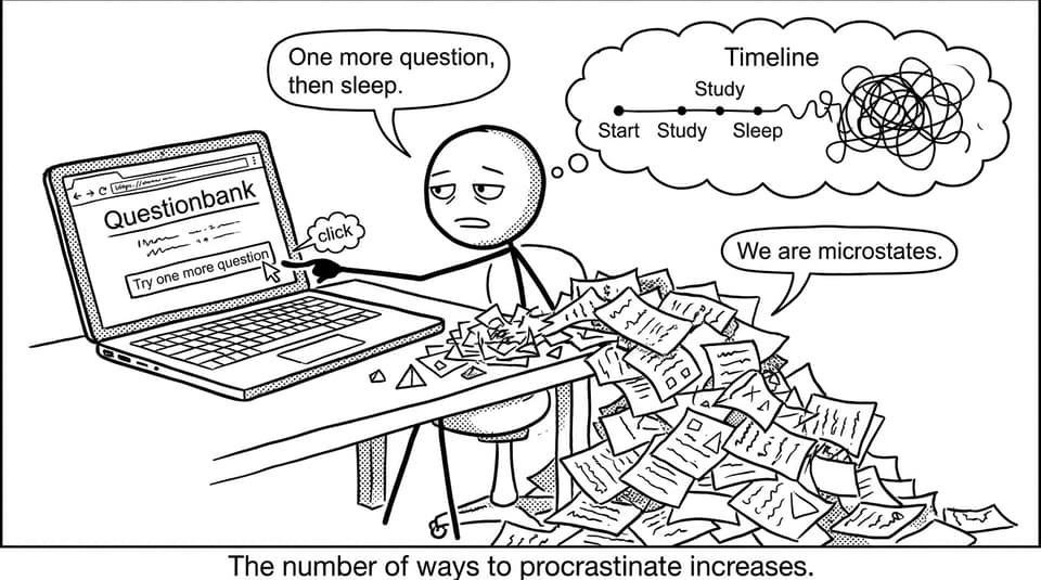 Questionbank procrastination microstates joke