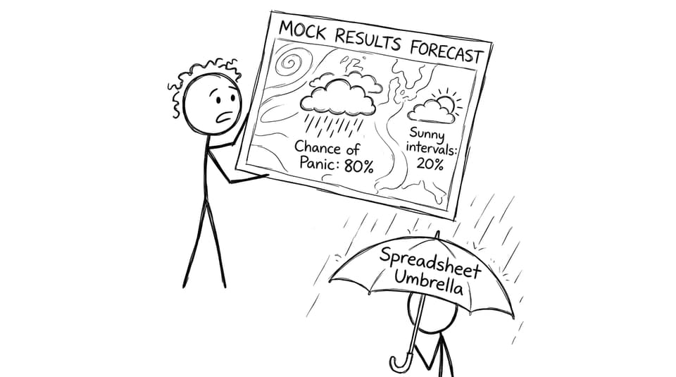 Mock results forecast comic