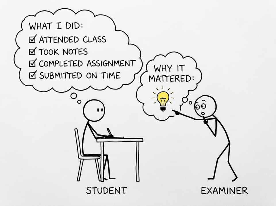 Thought bubble: what I did vs why it mattered