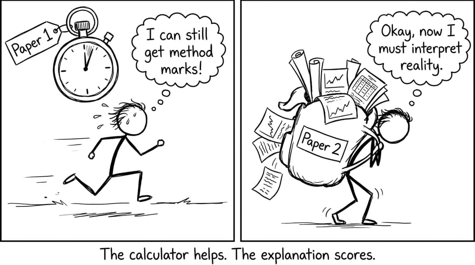 The calculator helps. The explanation scores.