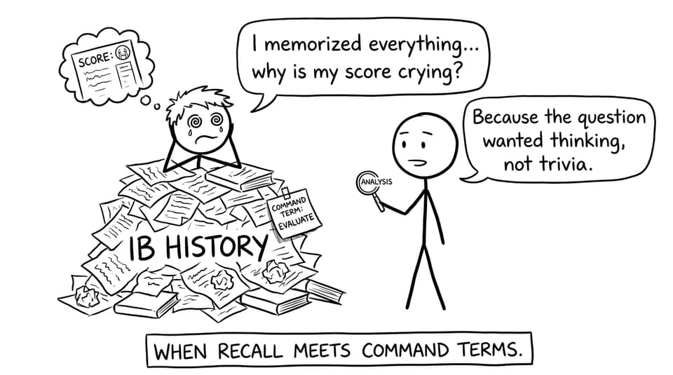 A student learns the hard difference between memorizing and analyzing in IB History