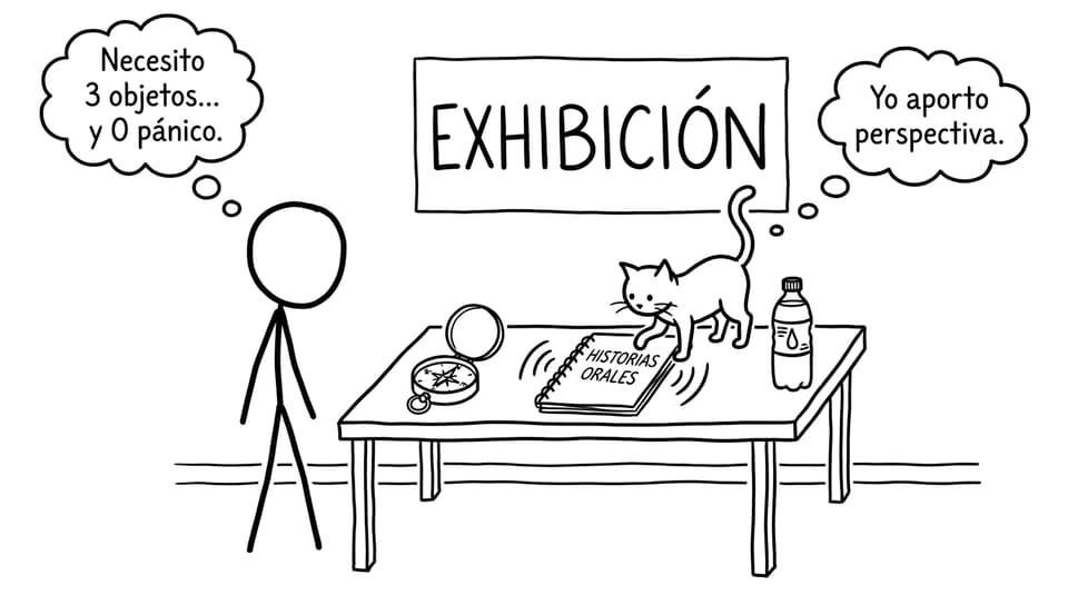 Comic sobre exhibición y objetos