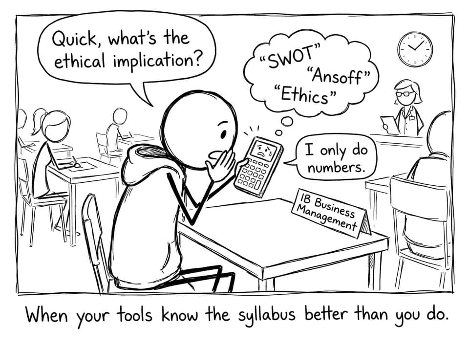 Student and calculator comedy about tools