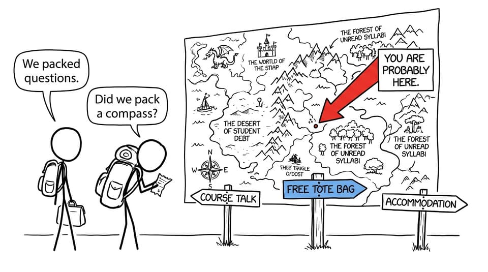 A parent and IB student navigate an absurdly complicated university open day map