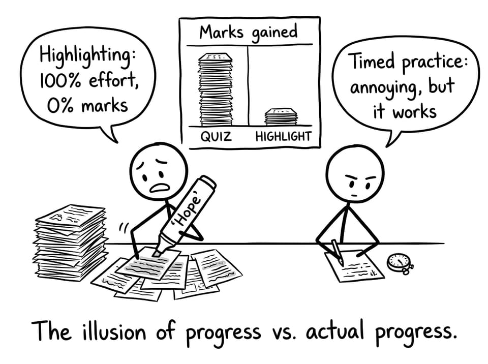 Highlighting vs timed practice: the marks tell the truth