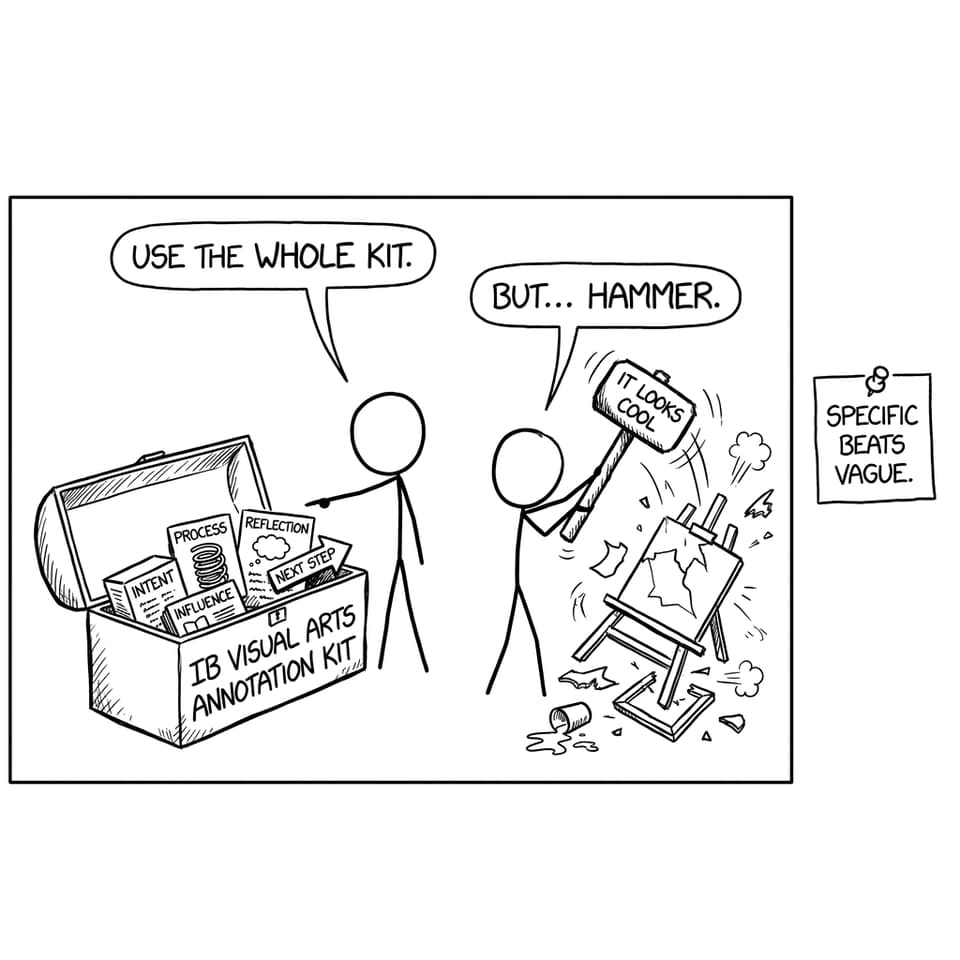 Comic about the “annotation kit” vs “it looks cool” hammer
