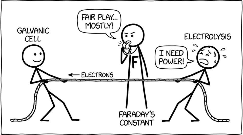 Galvanic vs electrolysis tug-of-war