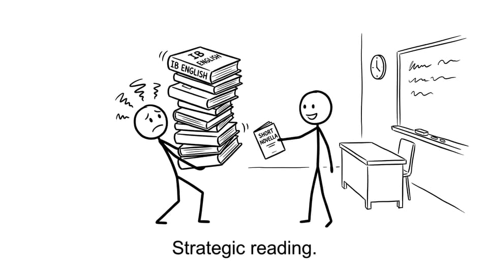 A stressed student choosing a shorter book
